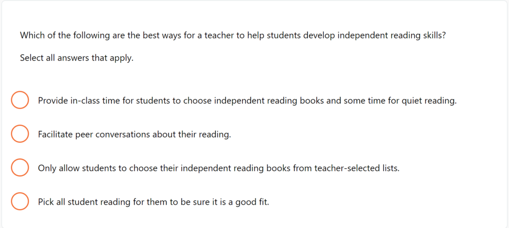 Sample Developmentally Appropriate Question