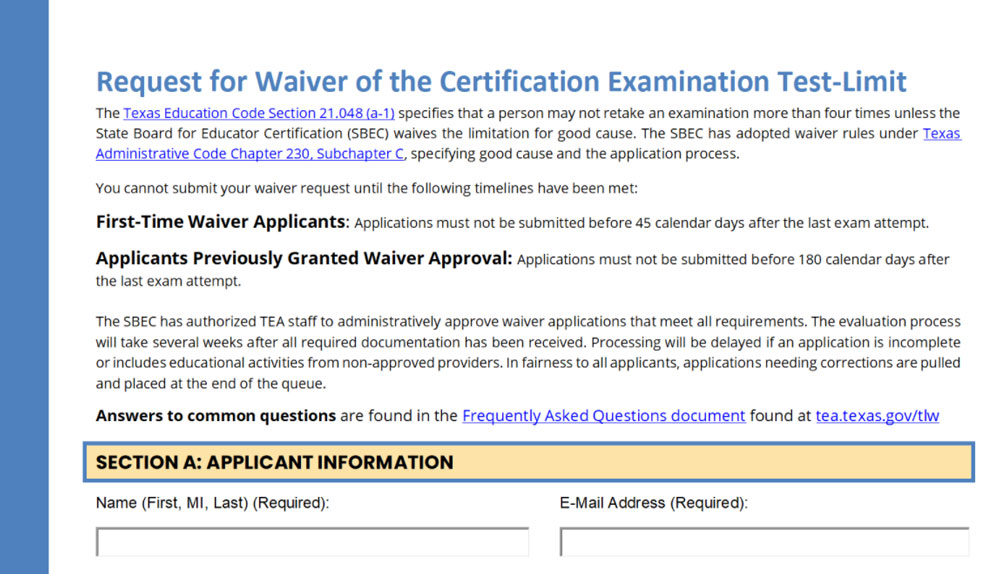 TExES Exam Retake Policy