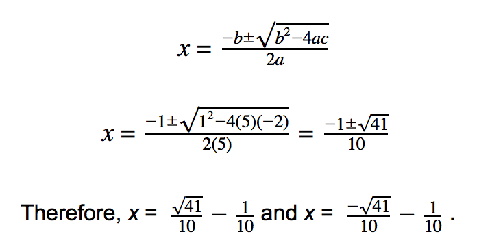 quadratic formula example image