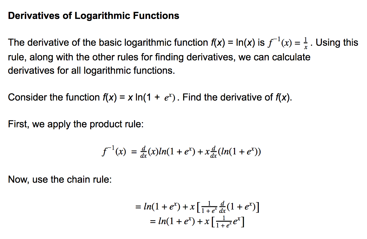 Derivatives of logs
