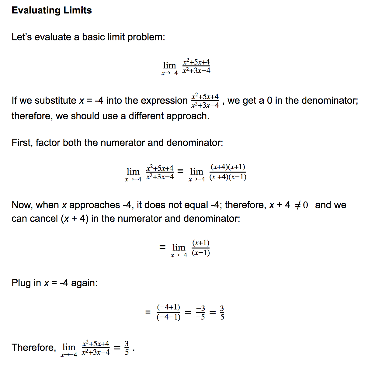 evaluating limits