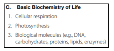 Praxis General Science Basic Biochemistry of Life