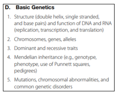 Praxis General Science Basic Genetics