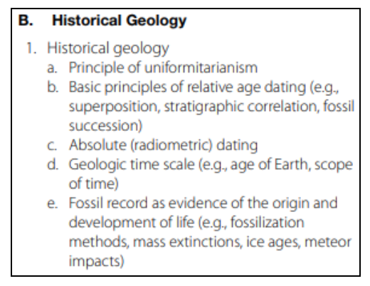 Praxis General Science Historical Geology