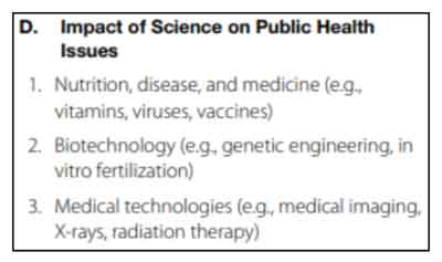 Praxis General Science Impact of Science on Public Health Issues