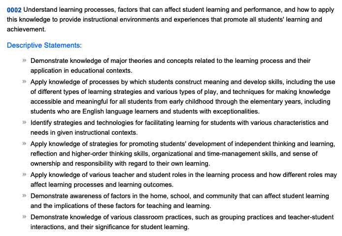 NES Professional Knowledge Elementary Competency 0002