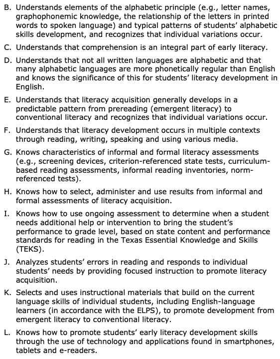 texes core subjects 4-8 Early Literacy Development